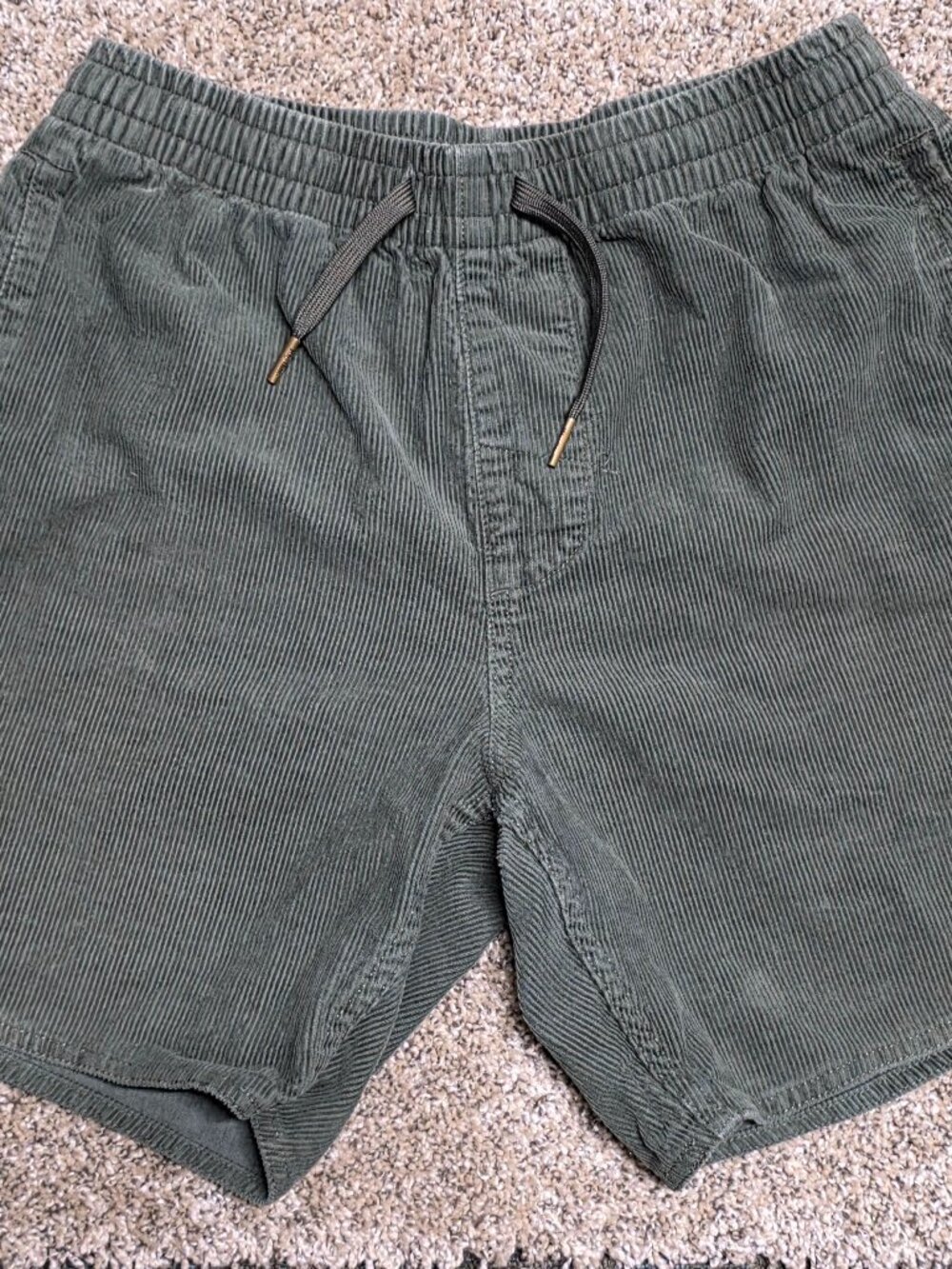 Rhythm Classic Cord Jam Shorts Olive Corduroy Elastic Waist Men's Size 30 Excell